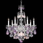 Hamilton Rock Crystal Chandelier - Polished Silver / AM Amethyst/Rose/Clear Rock Crystals