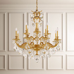 Milano Chandelier - Heirloom Gold / Optic Crystal