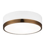 Trydor Flush Ceiling Light - Aged Gold Brass / White