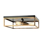 Clarke Square Ceiling Light - Black / Aged Gold Brass