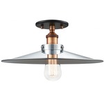 Bulstrodes Workshop Shade Ceiling Light - Aged Gold Brass / Chrome