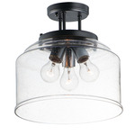 Acadia Semi Flush Ceiling Light - Black / Clear Seedy