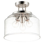 Acadia Semi Flush Ceiling Light - Satin Nickel / Clear Seedy