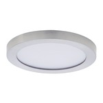 Chip Outdoor Round Flush Ceiling Light - Satin Nickel / White