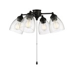 Fan 4-Light Light Kit - Flat Black / Clear Seeded