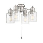 Fan 4-Light Light Kit - Brushed Polished Nickel / Clear Seeded