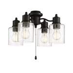 Fan 4-Light Light Kit - Flat Black / Clear Seeded