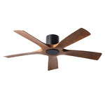 Aviator Flush Mount DC Ceiling Fan - Matte Black / Distressed Koa
