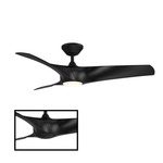 Zephyr Smart 3-Blade Fan with Color-Select Light - Matte Black / Matte Black / Frosted
