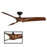 Zephyr Smart 3-Blade Fan with Color-Select Light - Matte Black / Distressed Koa / Frosted