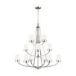 Robie Chandelier - Brushed Nickel / Etched White