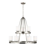 Kemal Chandelier - Brushed Nickel / Etched White