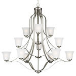 Emmons Grande Chandelier - Brushed Nickel / Satin Etched