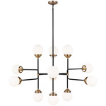 Cafe Chandelier - Satin Brass / Etched Glass