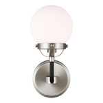 Cafe Wall Sconce - Brushed Nickel / Etched Glass