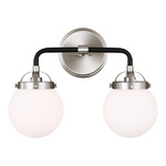 Cafe Bathroom Vanity Light - Brushed Nickel / Etched Glass