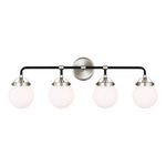 Cafe Bathroom Vanity Light - Brushed Nickel / Etched Glass