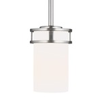 Robie Mini Pendant - Brushed Nickel / Etched White
