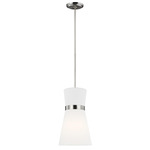 Clark Pendant - Brushed Nickel / White Linen