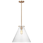 Kate Cone Pendant - Satin Brass / Clear