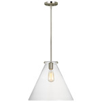 Kate Cone Pendant - Brushed Nickel / Clear