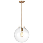 Kate Sphere Pendant - Satin Brass / Clear