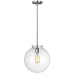 Kate Sphere Pendant - Brushed Nickel / Clear