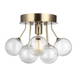 Bronzeville Semi Flush Ceiling Light - Satin Brass / Clear Seeded