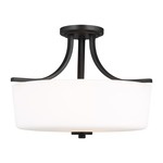 Kemal Semi Flush Ceiling Light - Midnight Black / Etched White