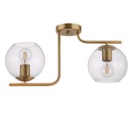 Marojales Semi Flush Ceiling Light - Brushed Gold / Clear