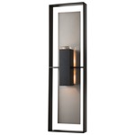 Shadow Box Tall Outdoor Wall Sconce - Coastal Black / Coastal Burnished Steel