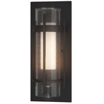 Banded Seeded Glass Outdoor Wall Sconce - Coastal Black / Opal and Seeded