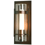 Banded Seeded Glass Outdoor Wall Sconce - Coastal Bronze / Opal and Seeded