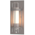 Banded Seeded Glass Outdoor Wall Sconce - Coastal Burnished Steel / Opal and Seeded