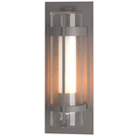 Banded Seeded XL Outdoor Wall Sconce - Coastal Burnished Steel / Opal and Seeded