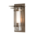 Banded Seeded Outdoor Wall Sconce with Top Plate - Coastal Dark Smoke / Opal and Seeded