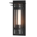 Banded XL Seeded Top Plate Outdoor Wall Sconce - Coastal Black / Opal and Seeded