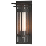 Banded XL Seeded Top Plate Outdoor Wall Sconce - Coastal Natural Iron / Opal and Seeded