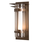 Banded XL Seeded Top Plate Outdoor Wall Sconce - Coastal Bronze / Opal and Seeded