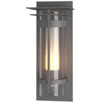 Banded XL Seeded Top Plate Outdoor Wall Sconce - Coastal Burnished Steel / Opal and Seeded
