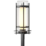 Banded Clear Outdoor Post Light - Coastal Black / Clear Seeded