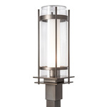 Banded Clear Outdoor Post Light - Coastal Dark Smoke / Clear Seeded