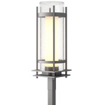 Banded Clear Outdoor Post Light - Coastal Burnished Steel / Clear Seeded