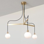 Drape Arm 3 Pendant - Brushed Brass / Opaque White