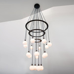 Drape Circle Tier Chandelier - Dark Oxidized / Opaque White