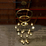 Drape Circle Tier Chandelier - Brushed Brass / Transparent Smoke