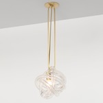 Wrap Pin Pendant - Brushed Brass / Clear