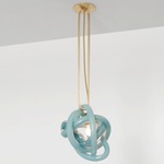 Wrap Pin Pendant - Brushed Brass / Opaque New Blue