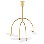 Calumn Chandelier - Natural Brass / White