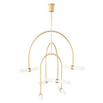 Calumn Chandelier - Natural Brass / White